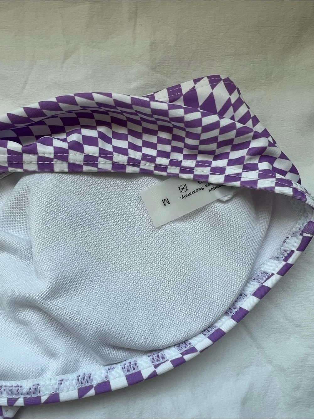 Purple Checkerboard Strapless Bikini Set